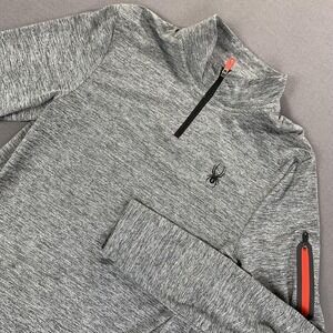 Spyder Active Pullover Mens Small Gray 1/4 Zip ProWeB Athletic Base Layer Gym